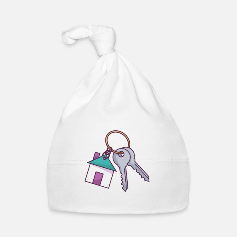 Porte-clés maison - Bonnet bio Bébé - blanc