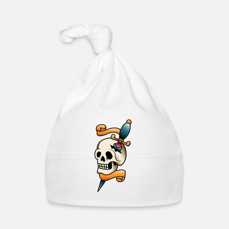 Dagger and Skull Tattoo Organic Baby Cap