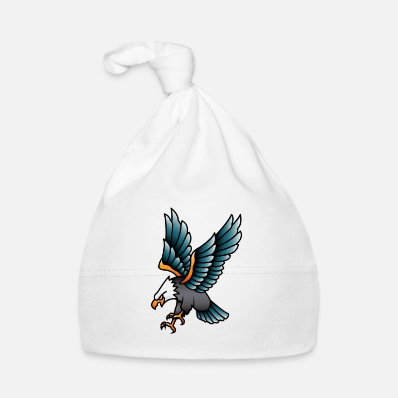 Tatouage Aigle - Bonnet bio Bébé - blanc