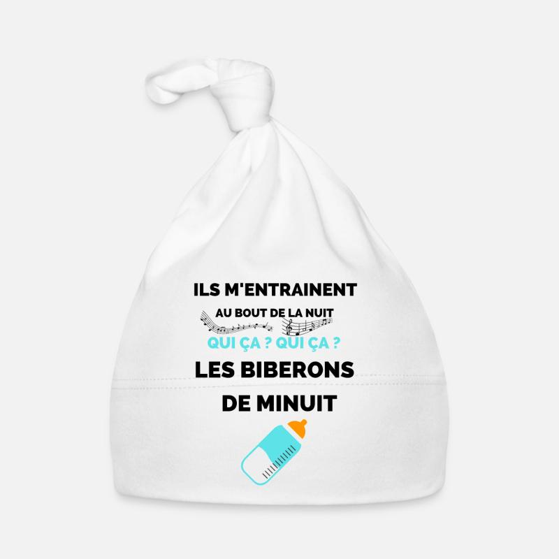 les joies du biberon de minuit - Bonnet bio Bébé - blanc