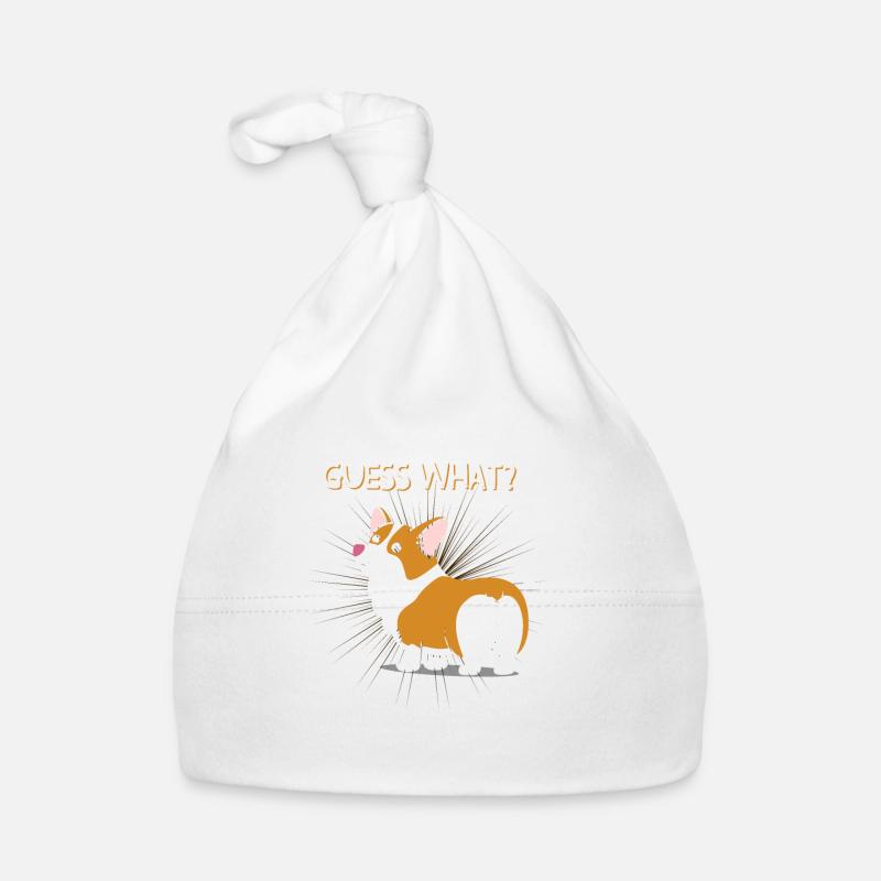 Corgi Butt - Organic Baby Cap - white