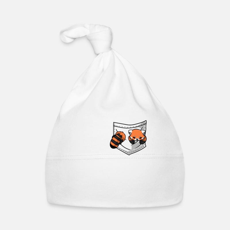 Poche de la faune du panda rouge - Bonnet bio Bébé - blanc