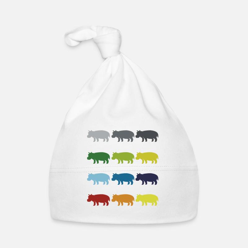 Neon Pop Art Retro Hippo Animal Gift Idea Organic Baby Cap