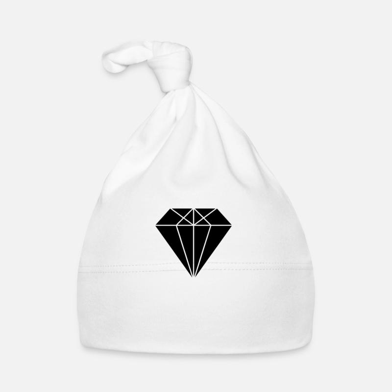 Silhouette de diamant noir - Bonnet bio Bébé - blanc