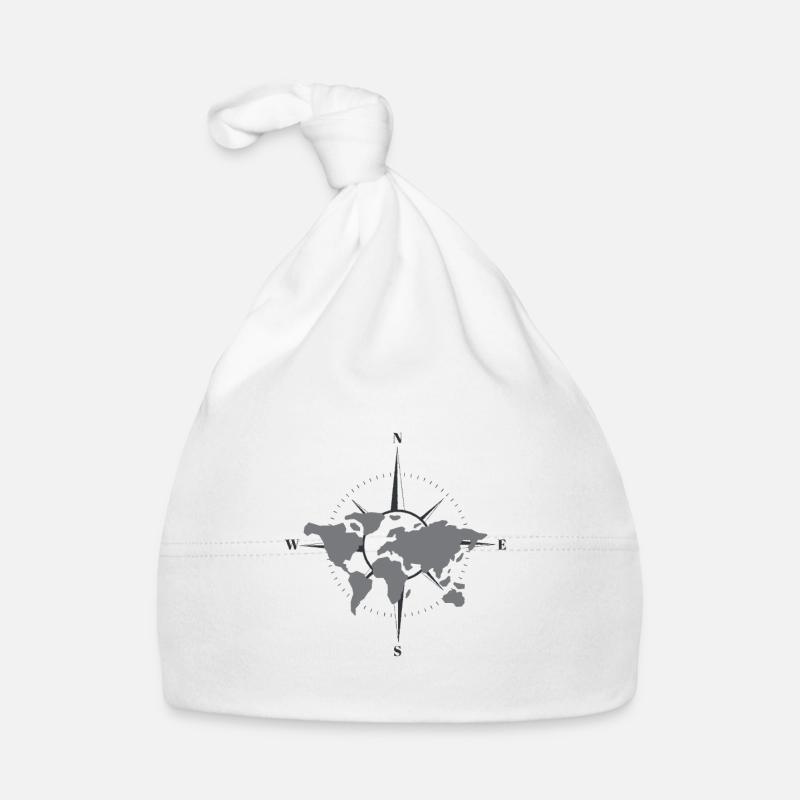 World map with compass Organic Baby Cap
