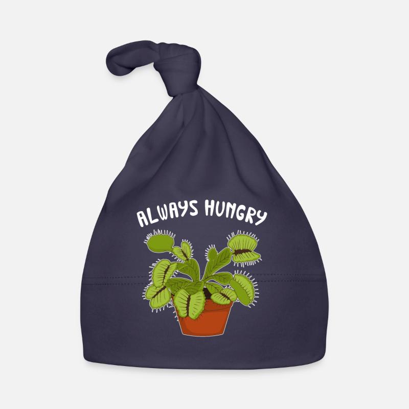 Always Hungry Funny Venus Flytrap print Organic Baby Cap