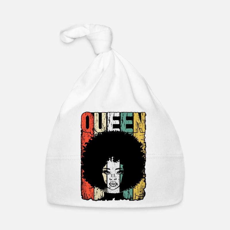 Queen Black Girl Magic Balck Pride Afro africain - Bonnet bio Bébé - blanc