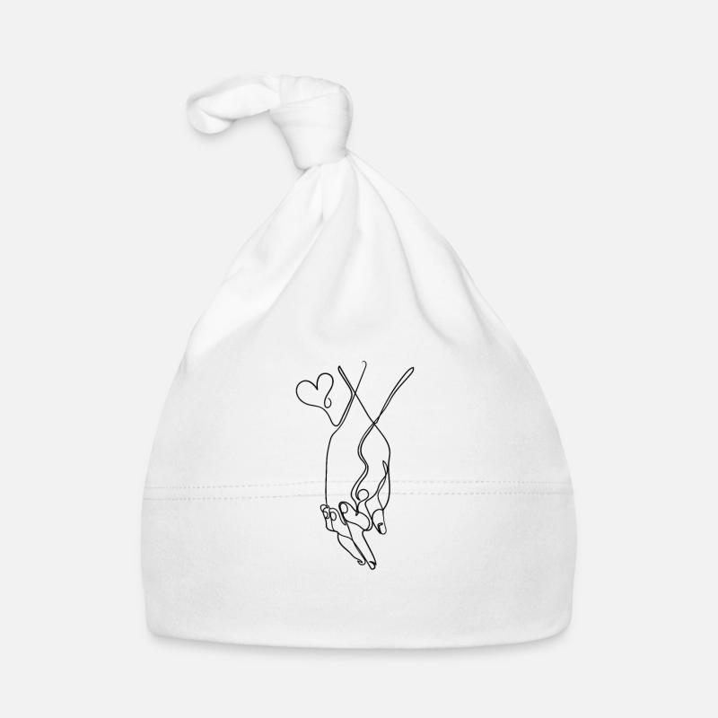 One Line Drawing Händchen halten Single Art Baby Bio-Mütze