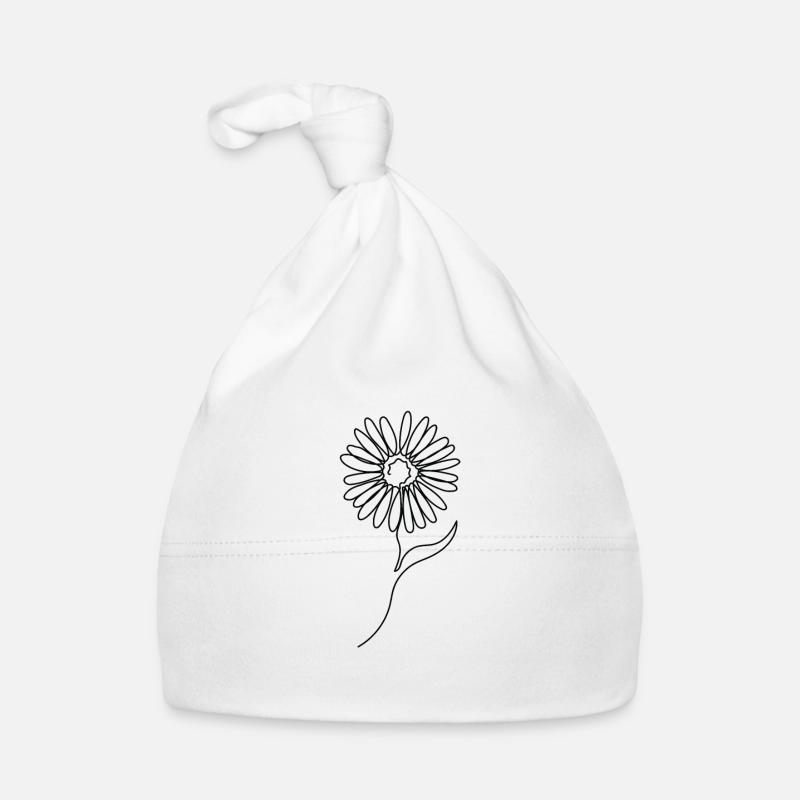 One Line Drawing Sunflower Single Art Organic Baby Cap