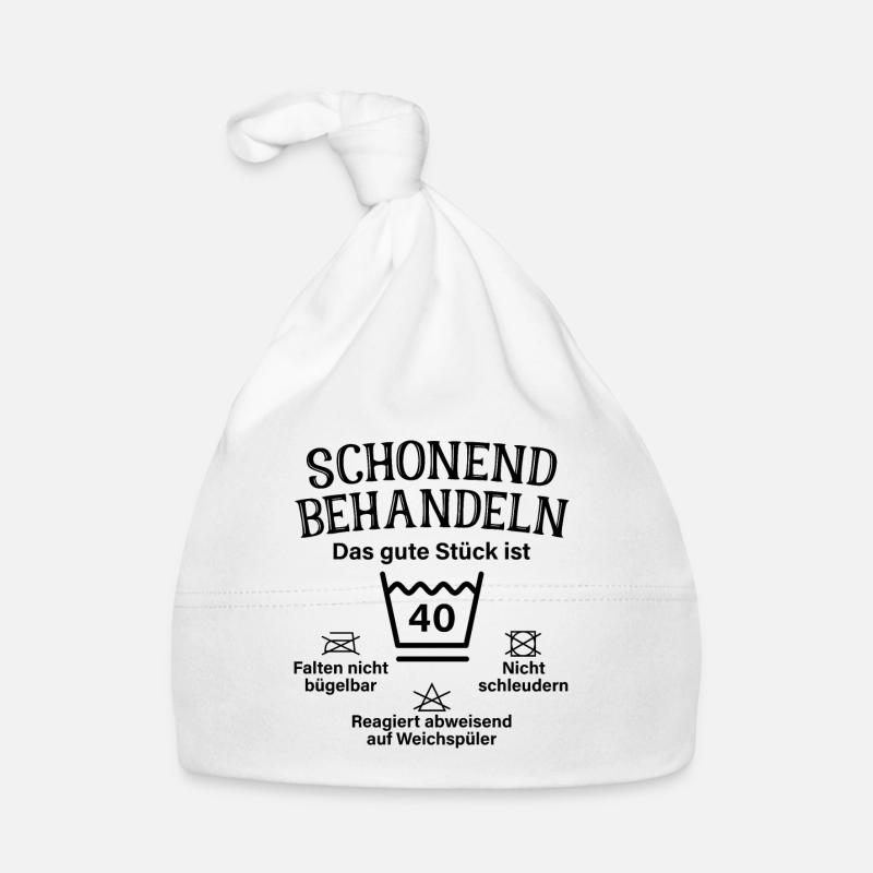 Schonend Behandeln Vierzig Geschenk 40. Geburtstag - Baby Bio-Mütze - Weiß