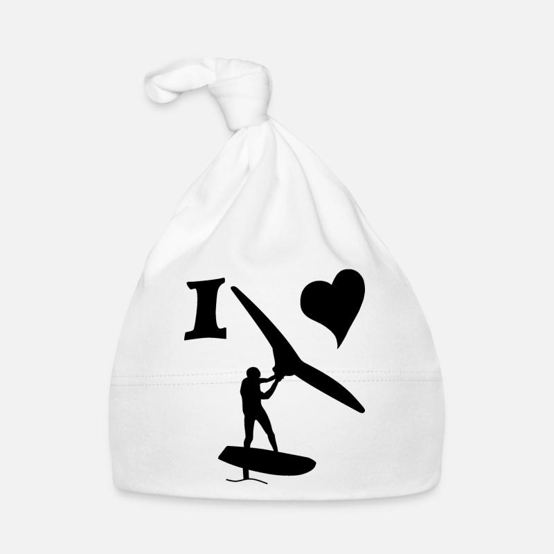I love Wingfoilen & Hydrofoiling - Bonnet bio Bébé - blanc