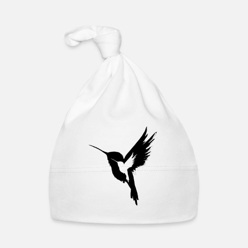 Colibri - noir et blanc - Bonnet bio Bébé - blanc