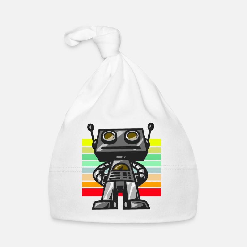 Robot retro sunset - Organic Baby Cap - white