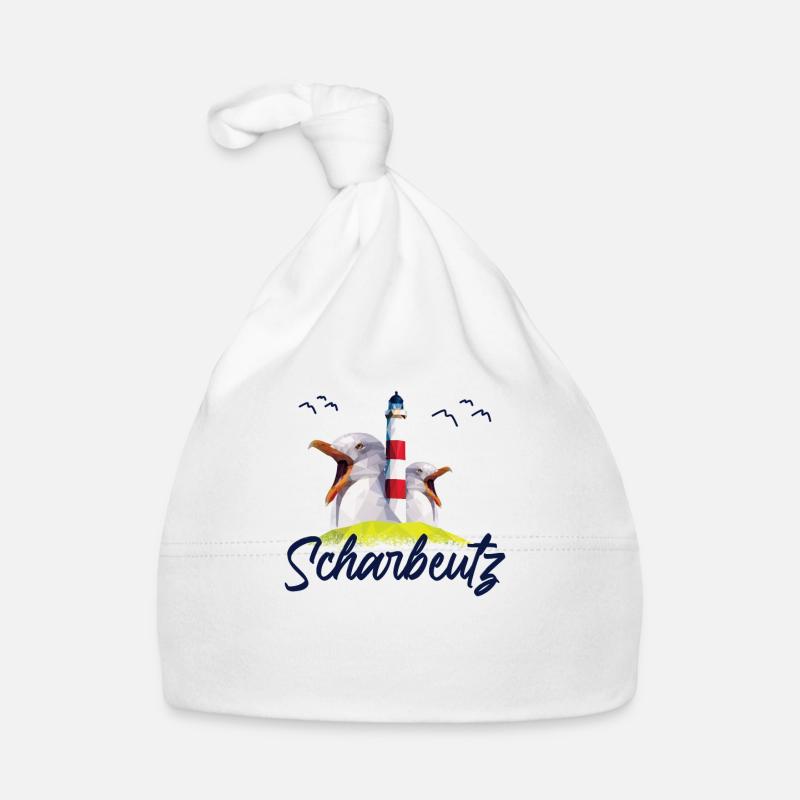 Scharbeutz Strand Ostseeküste Souvenir Geschenk - Baby Bio-Mütze - Weiß