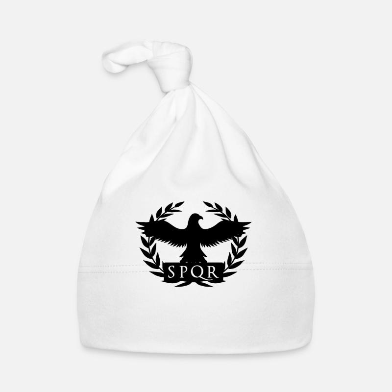 SPQR - Senatus Populus Que Romanus - Aigle romain - Bonnet bio Bébé - blanc