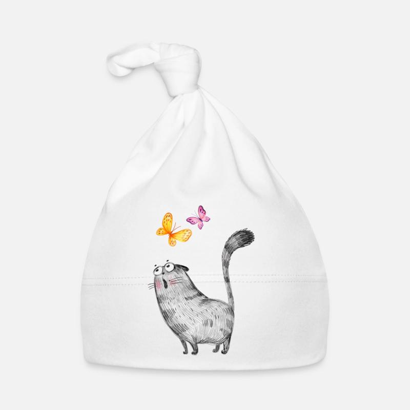 Chat maman chat chat Chat Meow Meoww - Bonnet bio Bébé - blanc