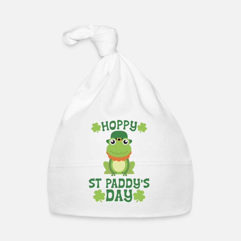 HOPPY St Paddy’s Day Grenouille - Bonnet bio Bébé - blanc
