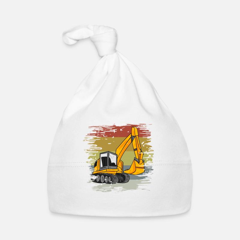 Excavator Construction Site Retro Organic Baby Cap