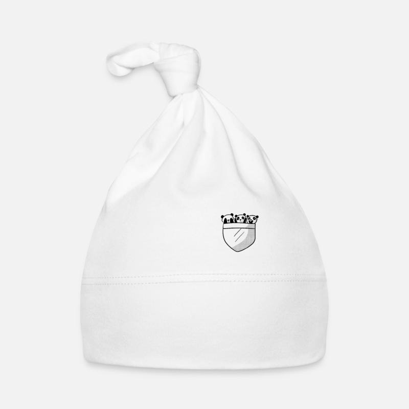 Drei Pandas in Brusttasche Lustig Geschenk Kinder Baby Bio-Mütze
