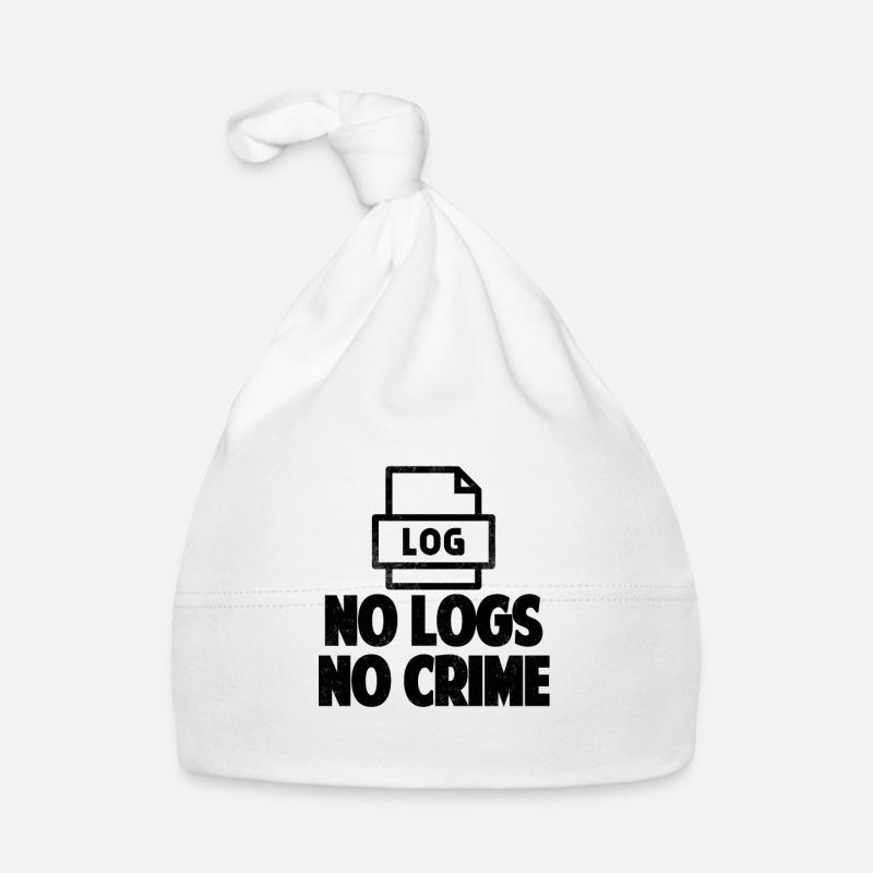 No Logs No Crime Hacking Pirater tshirt - Bonnet bio Bébé - blanc