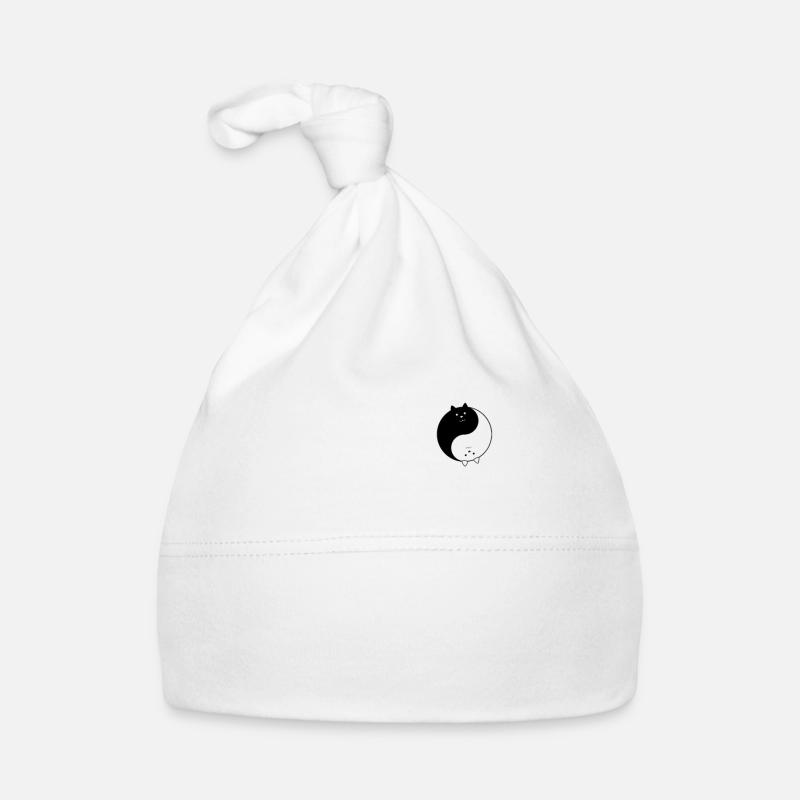 Doux Yin petit et Yang chat motif - Bonnet bio Bébé - blanc