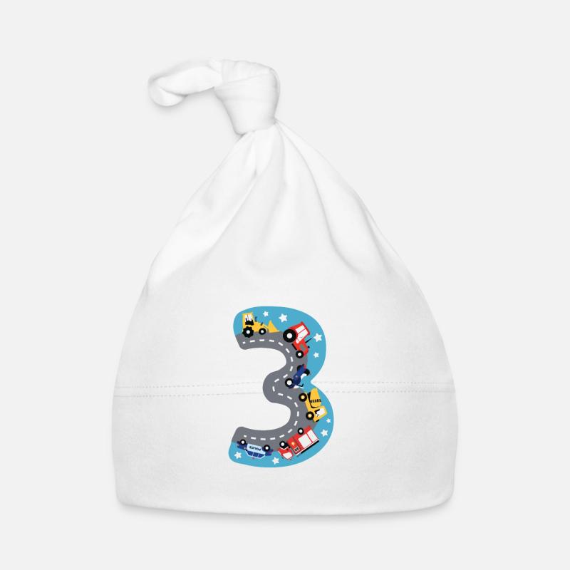 3. Geburtstag Autos Straße Happy Birthday 3 Junge Baby Bio-Mütze
