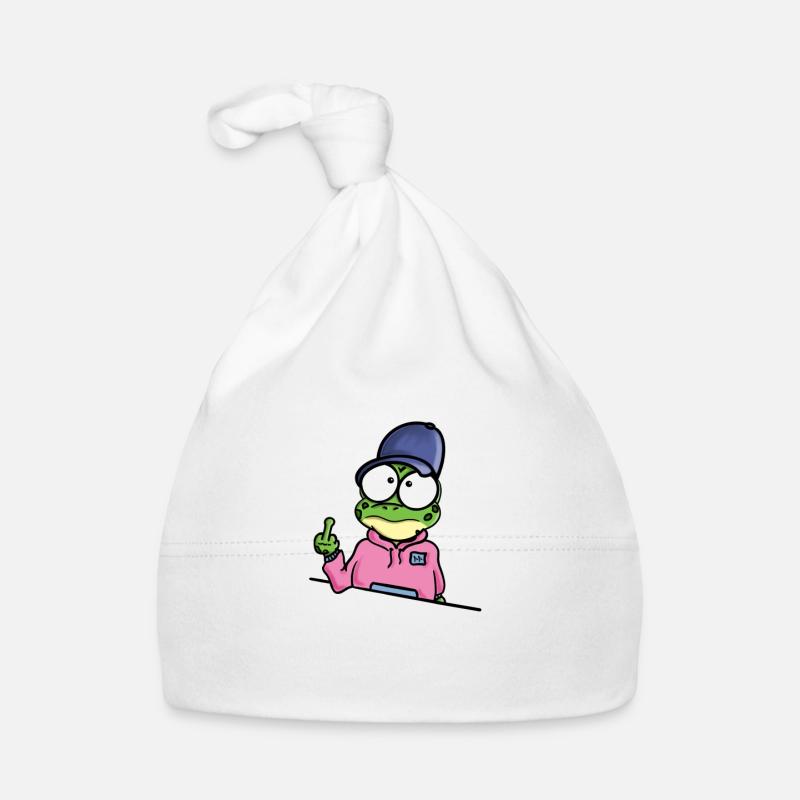 Frosch zeigt Mittelfinger - Baby Bio-Mütze - Weiß