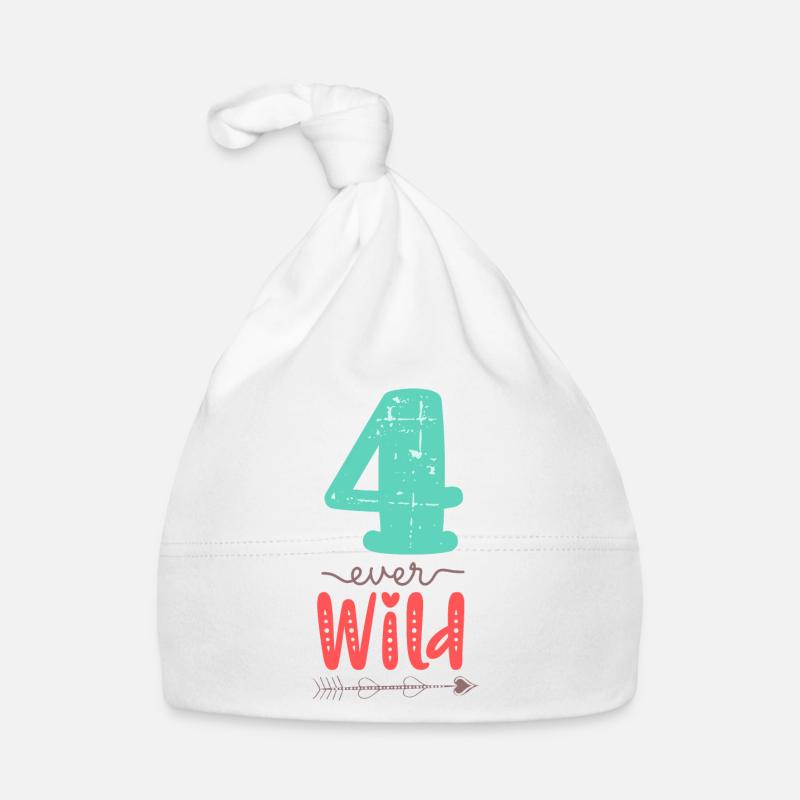 Four Ever Wild 4. Geburtstag Geschenk Mädchen Baby Bio-Mütze