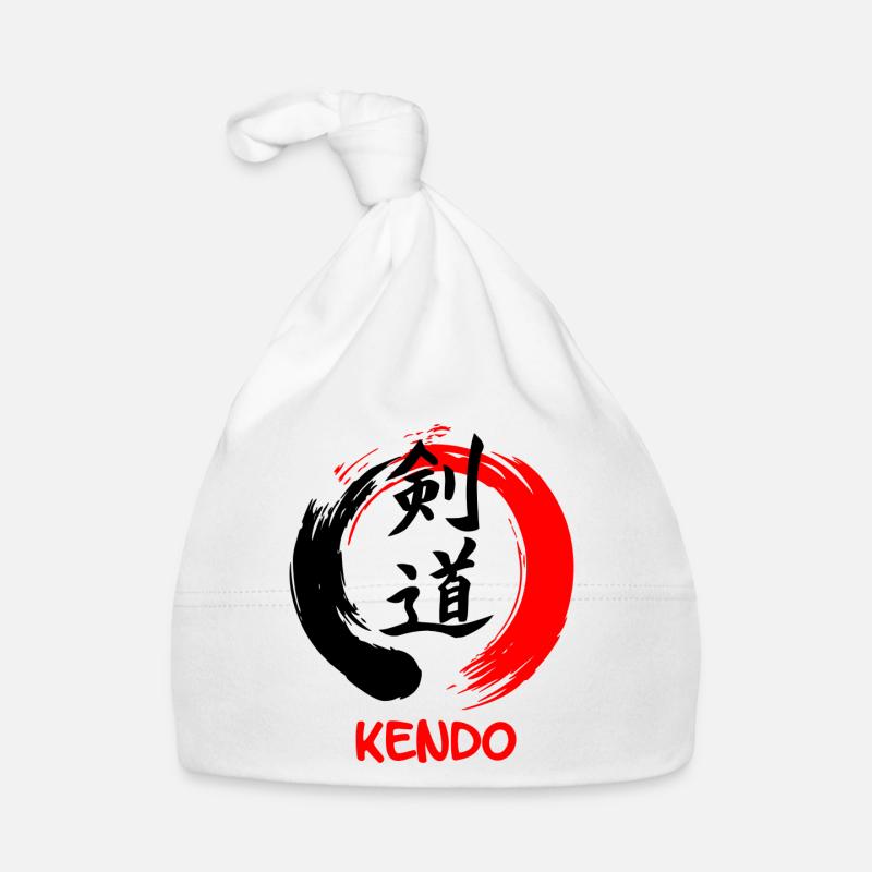 Kendo en cercle enso zen - Bonnet bio Bébé - blanc