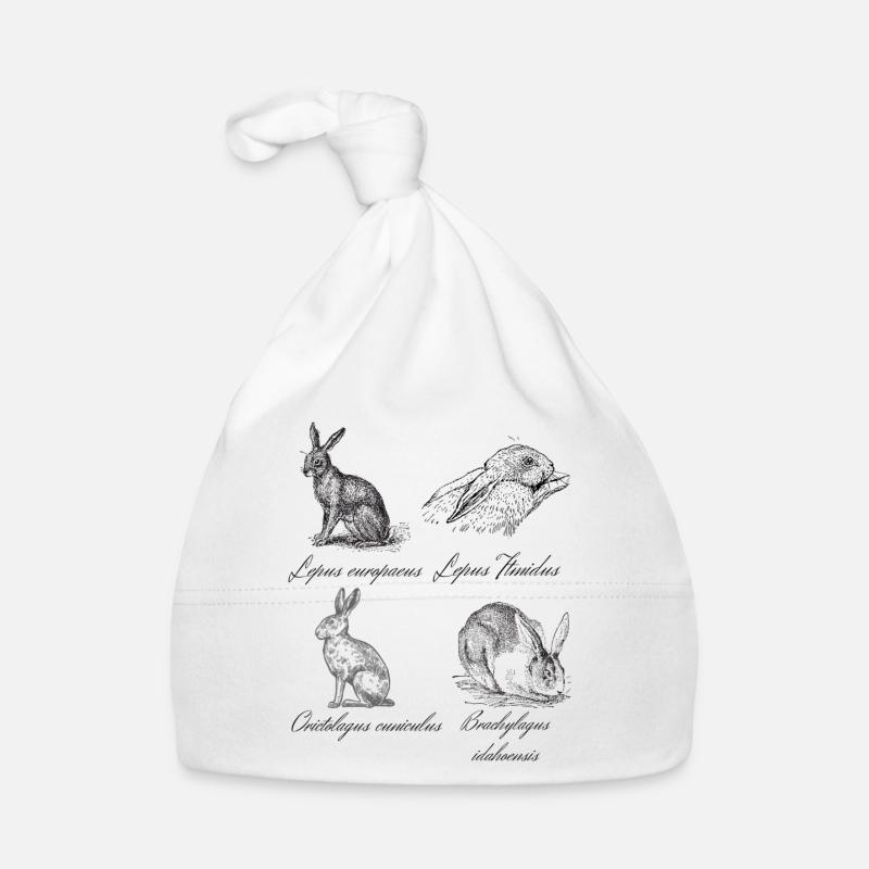 Vintage Hasen Feldhase hare rabbit - Baby Bio-Mütze - Weiß