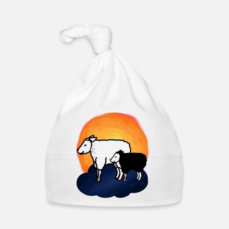 Sternenhimmel Schafe Schaf Lamm himmlisch - Baby Bio-Mütze - Weiß