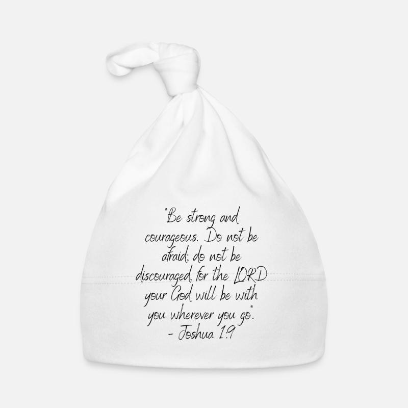Verset de la Bible Josué 1:9 - Bonnet bio Bébé - blanc