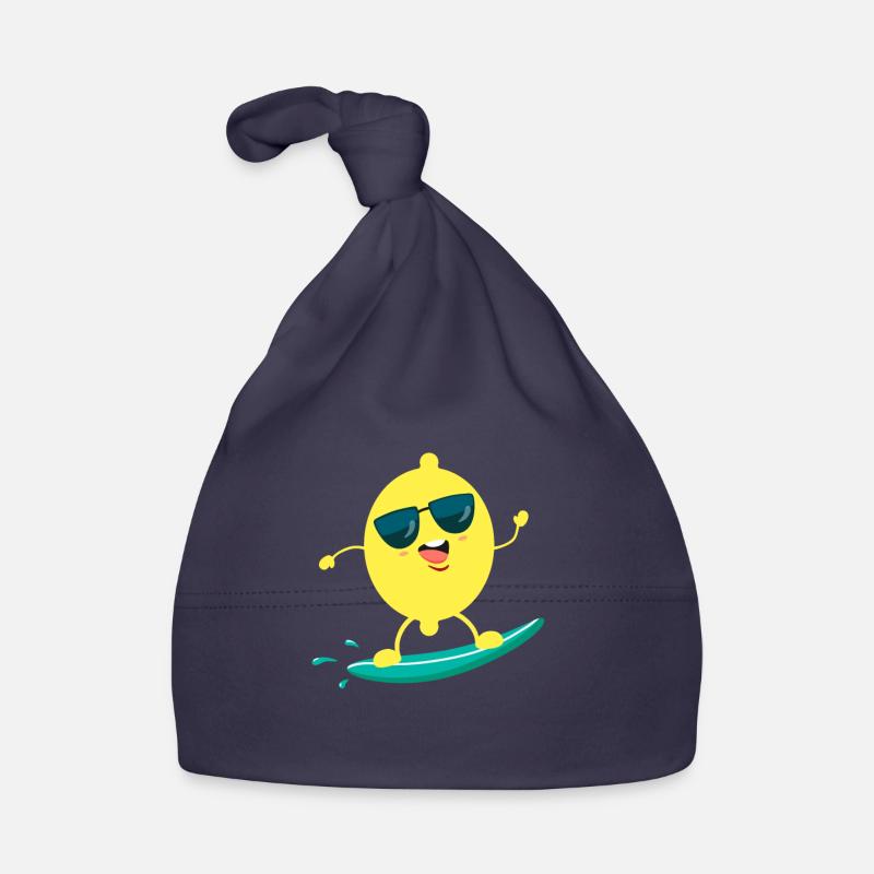 Funny Lemon Surfing Summer Fruit Design Organic Baby Cap