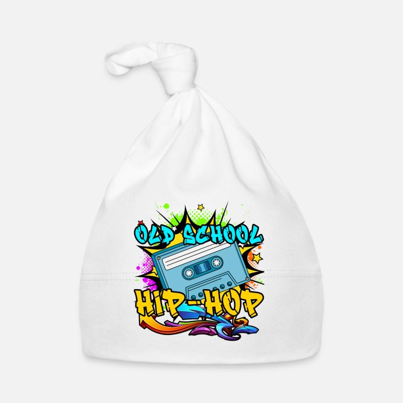 Old School Hip Hop 80s 90s Graffiti cassette - Bonnet bio Bébé - blanc