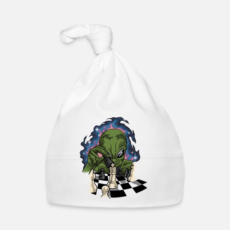 Alien Vert Avec l’échiquier - Échecs Bonnet bio Bébé