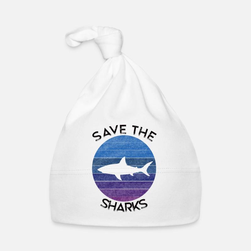 Plongée requin requin Shark Fish Rétro Vintage - Bonnet bio Bébé - blanc