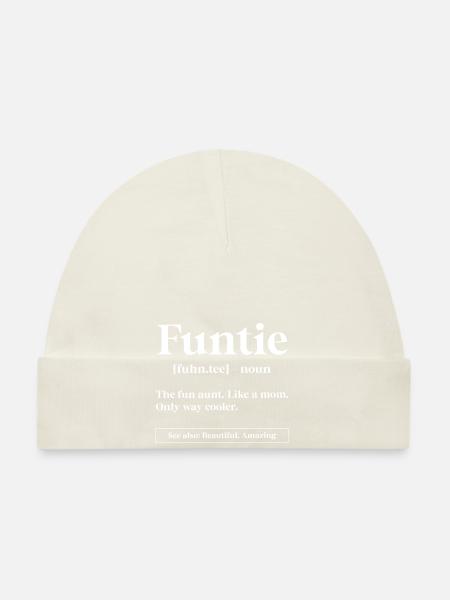 Funtie Definition - Muttertagsgeschenk - Baby Bio-Mütze - Weiß - Vorne