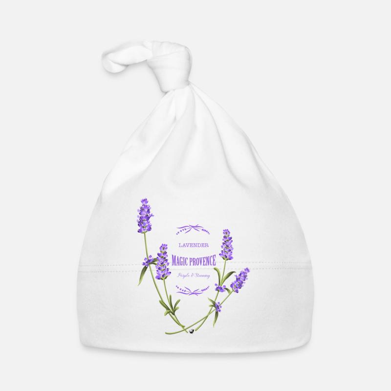 Lavendel Blumen Abbildung mit Inschrift Baby Bio-Mütze