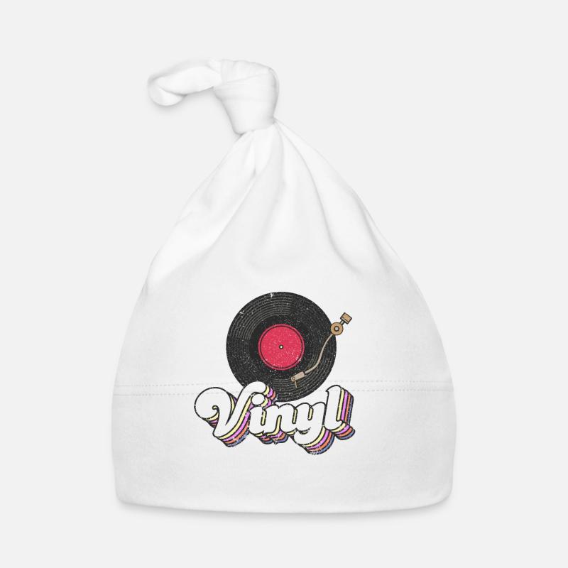 Vinyle Record Turntable Player Lover Cute - Bonnet bio Bébé - blanc