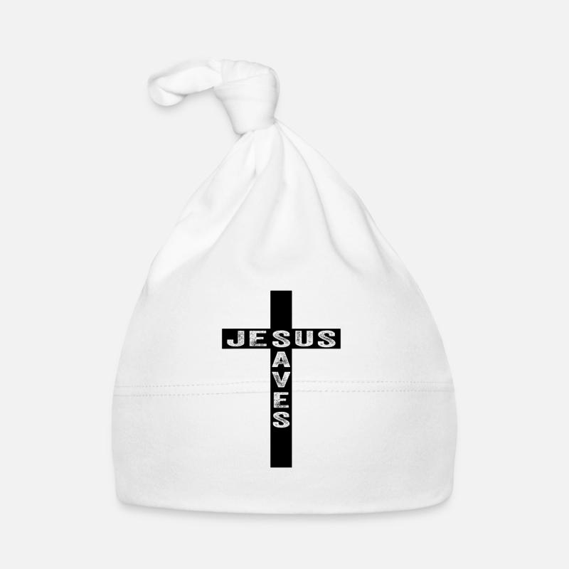 Jesus Saves In A Cross Organic Baby Cap