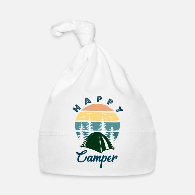 Glücklicher Camper - Baby Bio-Mütze - Weiß