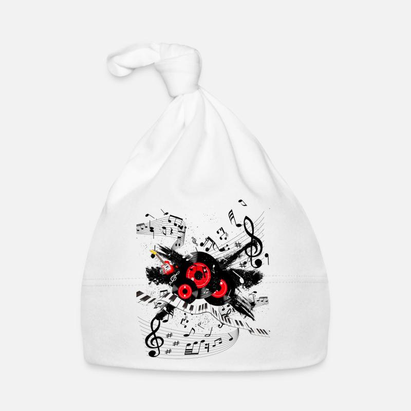 Red Record Melody and Keyboard Track Organic Baby Cap