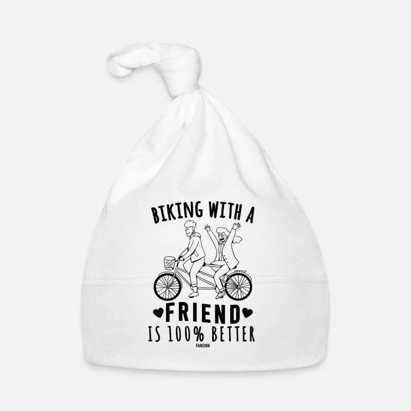 Balade à vélo avec les amis Promenade à vélo Bonnet bio Bébé