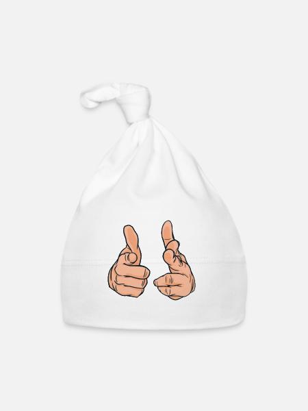 Les mains Pointent vers toi Doigt - Bonnet bio Bébé - blanc - Devant