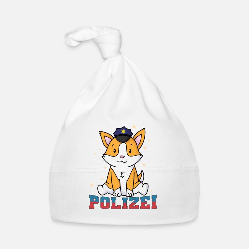 Polizei Fuchs mit Polizeimütze Baby Bio-Mütze