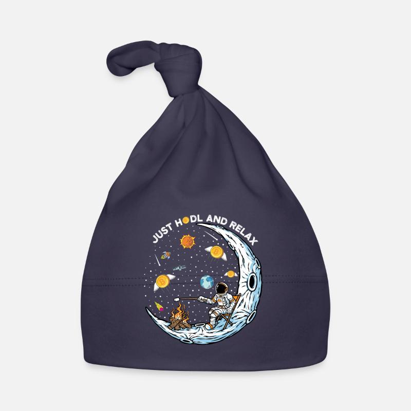 BTC Bitcoin HODL and RELAX Moon Astronaut Organic Baby Cap