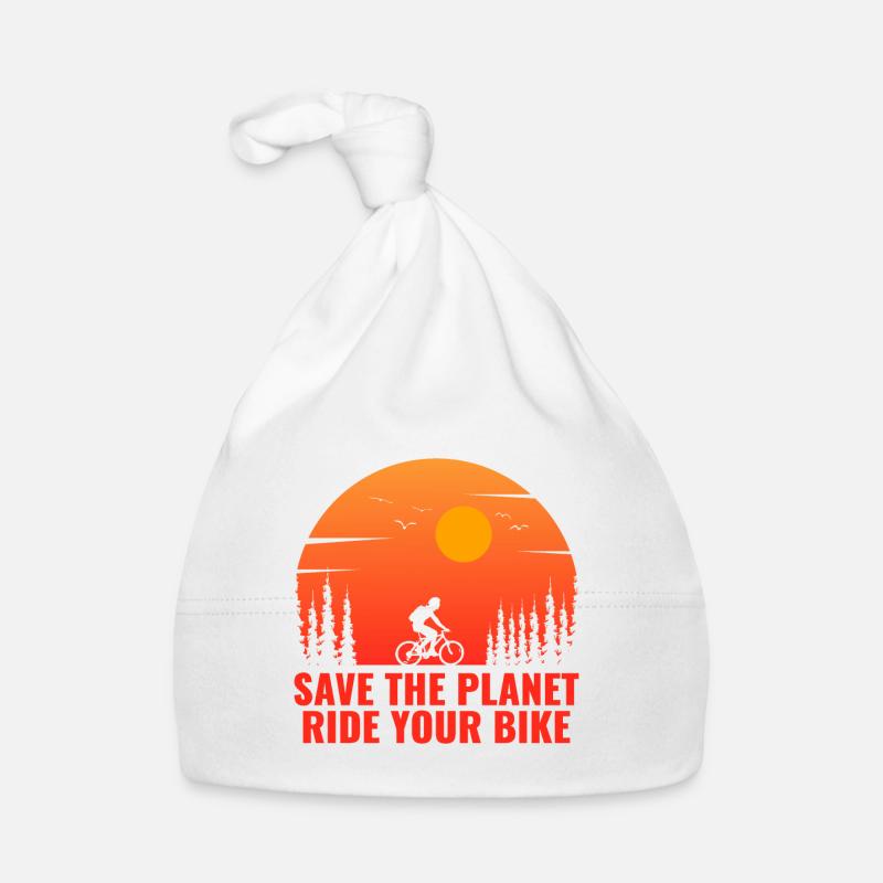 Save the Planet, Ride your Bike - Bonnet bio Bébé - blanc