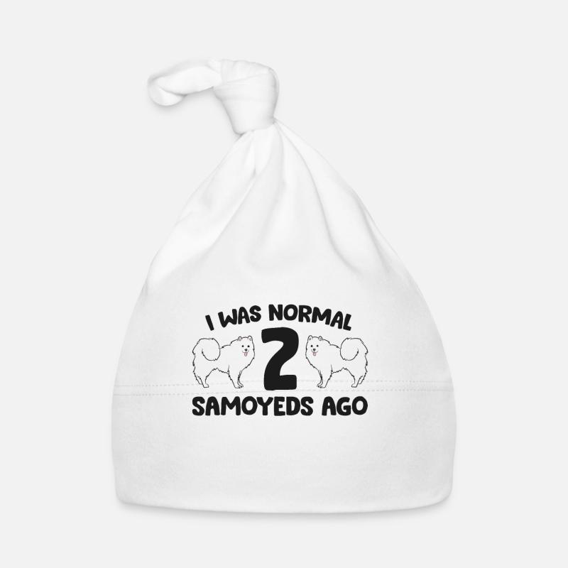 J’étais normal 2 Samoyèdes devant de drôles de Samoyèdes - Bonnet bio Bébé - blanc