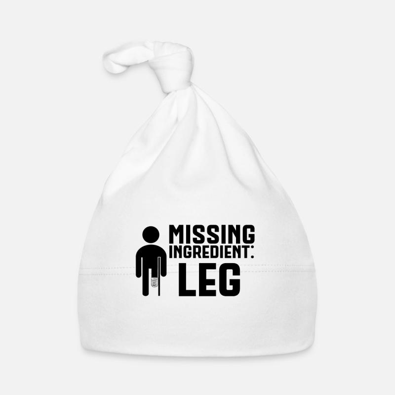 Amputeed Leg Missing Ingredient Leg - Organic Baby Cap - white