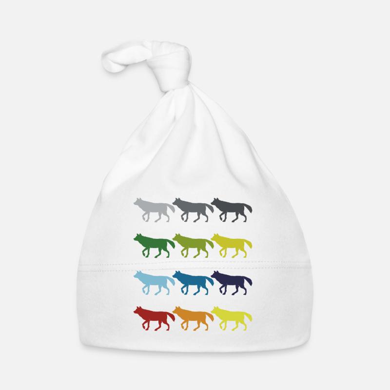 Neon Pop Art Retro Wolf Animal Gift Idea Organic Baby Cap